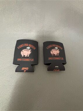 Novelty Pig Design Can Coolers – Black with Pink Print